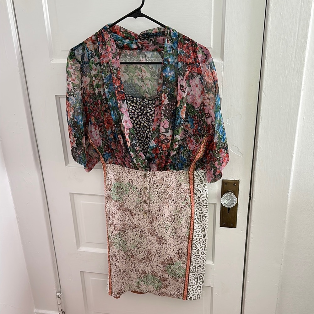Vintage Silk Floral Patchwork Dress